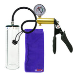 Ultima Brass Black Penis Pump | Silicone Grip, Silicone Hose + Gauge | 9" x 2.7" Thick-Walled Cylinder