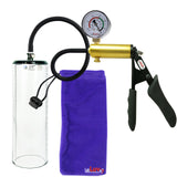Ultima Brass Black Penis Pump | Silicone Grip, Silicone Hose + Gauge | 9" x 2.9" Thick-Walled Cylinder