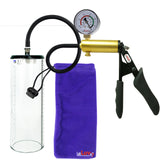 Ultima Brass Black Penis Pump | Silicone Grip, Silicone Hose + Gauge | 9" x 3.1" Thick-Walled Cylinder