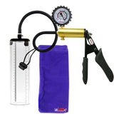 Ultima Brass Black Penis Pump | Silicone Grip, Silicone Hose + Protected Gauge | 9" x 2.5" Thick-Walled Cylinder
