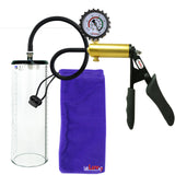 Ultima Brass Black Penis Pump | Silicone Grip, Silicone Hose + Protected Gauge | 9" x 3.1" Thick-Walled Cylinder