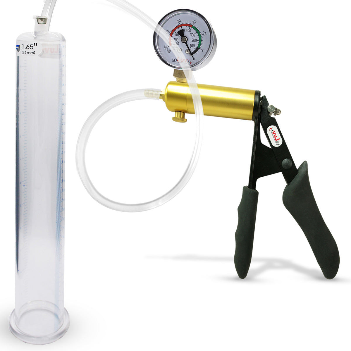 Ultima Black Penis Pump Ergonomic Grips with Gauge 12" x 1.65" Cylinder Diameter