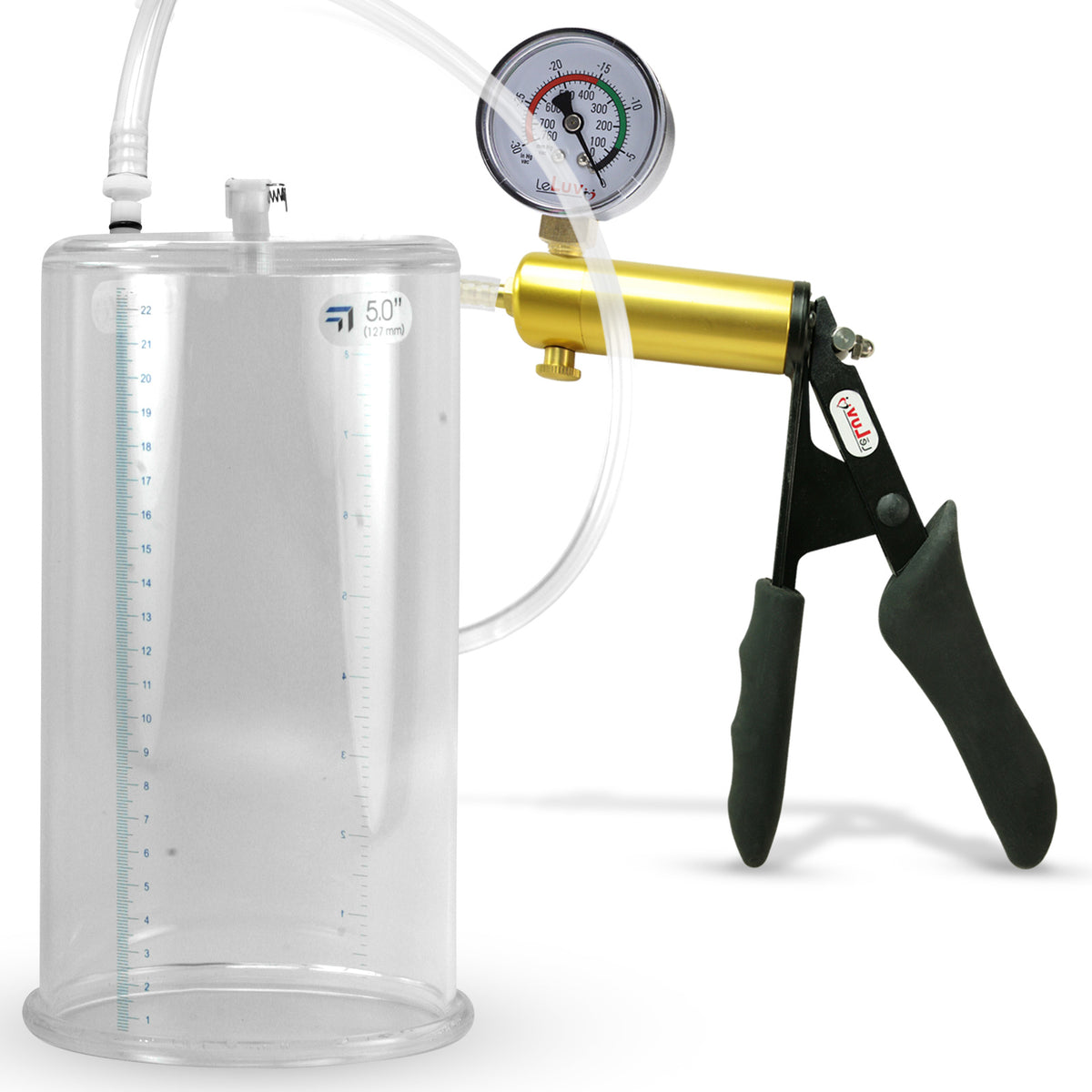 Ultima Black Penis Pump Ergonomic Grips with Gauge 9" x 5.00" Cylinder Diameter