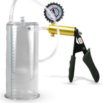 Ultima Brass Black Penis Pump | Silicone Grip, Clear Hose + Protected Guage | 9" x 4.10" Cylinder  