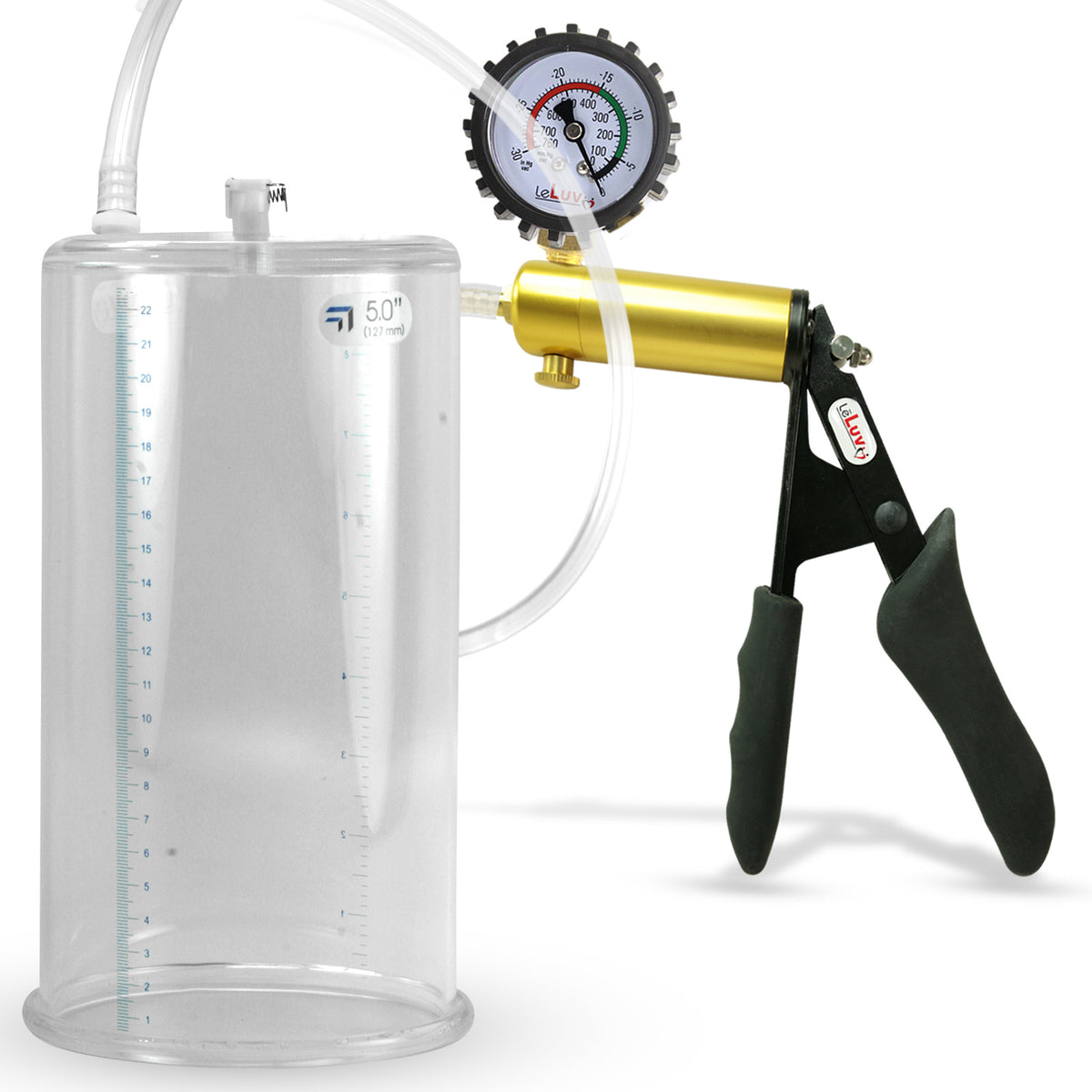 Ultima Black Penis Pump Ergonomic Grips + Gauge & Cover 9" Length 5.00" Diameter