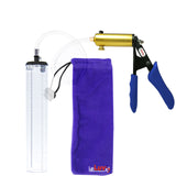 Ultima Brass Blue Penis Pump | Silicone Grip, Clear Hose - 12" x 2.1" Thick-Walled Cylinder