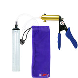 Ultima Brass Blue Penis Pump | Silicone Grip, Clear Hose - 9" x 1.3" Thick-Walled Cylinder