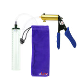 Ultima Brass Blue Penis Pump | Silicone Grip, Clear Hose - 9" x 1.5" Thick-Walled Cylinder