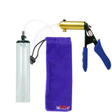 Ultima Brass Blue Penis Pump | Silicone Grip, Clear Hose - 9" x 1.7" Thick-Walled Cylinder