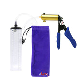 Ultima Brass Blue Penis Pump | Silicone Grip, Clear Hose - 9" x 2.1" Thick-Walled Cylinder