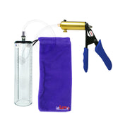 Ultima Brass Blue Penis Pump | Silicone Grip, Clear Hose - 9" x 2.3" Thick-Walled Cylinder