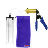 Ultima Brass Blue Penis Pump | Silicone Grip, Clear Hose - 9" x 2.5" Thick-Walled Cylinder