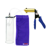 Ultima Brass Blue Penis Pump | Silicone Grip, Clear Hose - 9" x 2.7" Thick-Walled Cylinder