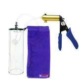 Ultima Brass Blue Penis Pump | Silicone Grip, Clear Hose - 9" x 2.9" Thick-Walled Cylinder