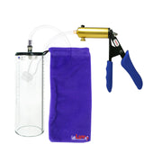 Ultima Brass Blue Penis Pump | Silicone Grip, Clear Hose - 9" x 3.1" Thick-Walled Cylinder