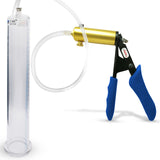 Ultima Brass Blue Silicone Grip, Clear Hose | Penis Pump | 12" x 1.65" Cylinder