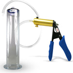 Ultima Brass Blue Silicone Grip, Clear Hose | Penis Pump + 12" x 2.50" Wide Flange Cylinder
