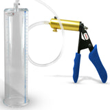 Ultima Brass Blue Silicone Grip, Clear Hose | Penis Pump + 12" x 2.875" Cylinder