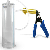 Ultima Brass Blue Silicone Grip, Clear Hose | Penis Pump + 12" x 3.50" Cylinder
