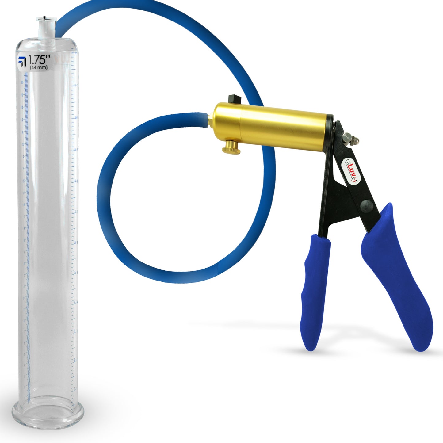 Ultima Brass Blue Silicone Grip, Silicone Hose | Penis Pump + 12" x 1.75" Cylinder