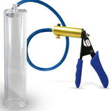 Ultima Brass Blue Silicone Grip, Silicone Hose | Penis Pump + 12" x 2.75" Cylinder