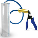 Ultima Brass Blue Silicone Grip, Silicone Hose | Penis Pump + 12" x 2.875" Cylinder