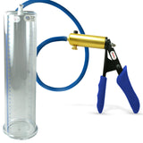 Ultima Brass Blue Silicone Grip, Silicone Hose | Penis Pump + 12" x 3.00" Cylinder