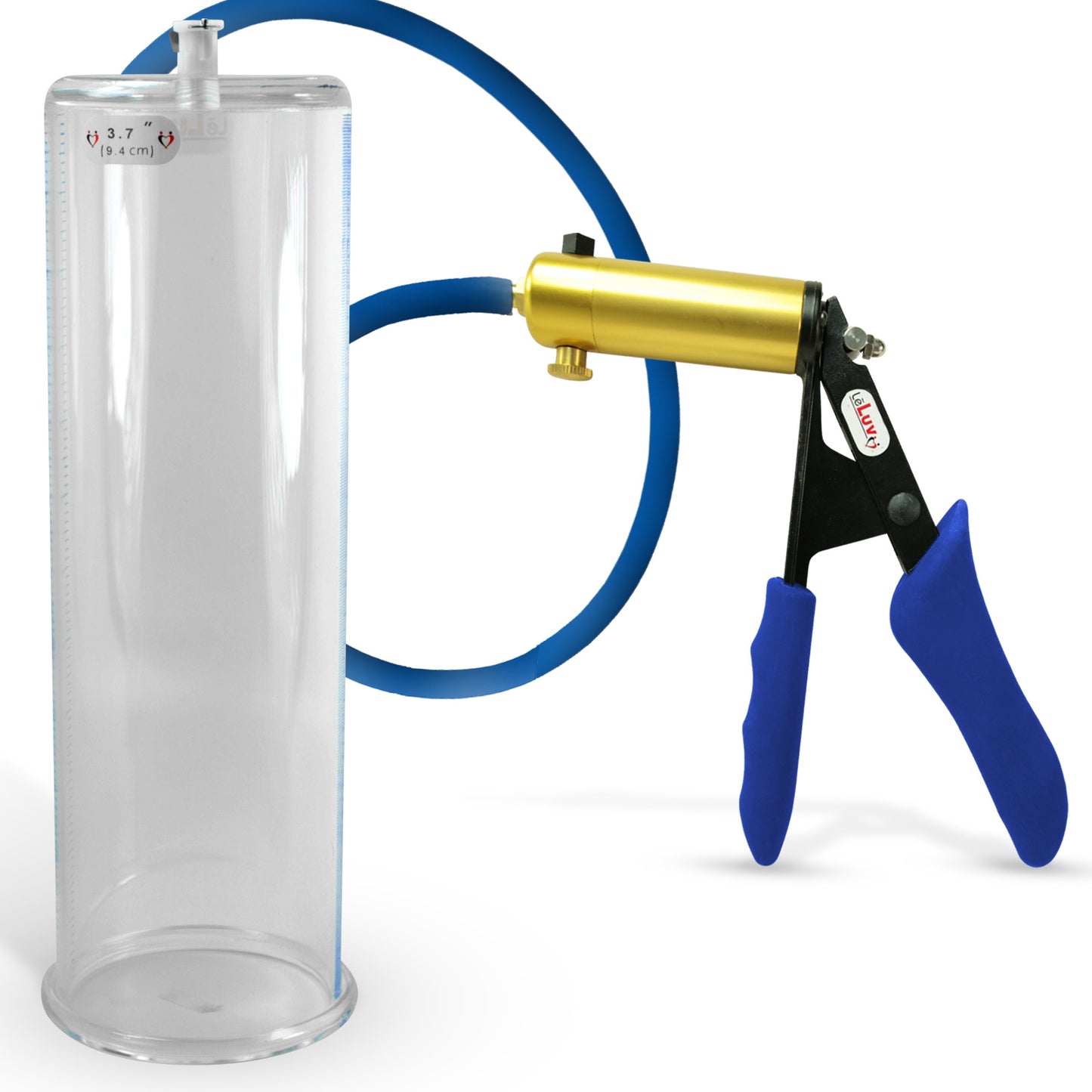 Ultima Brass Blue Silicone Grip, Silicone Hose | Penis Pump + 12" x 3.70" Cylinder