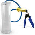 Ultima Brass Blue Silicone Grip, Silicone Hose | Penis Pump + 12" x 3.70" Cylinder