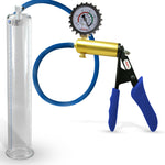 Ultima Brass Blue Silicone Grip, Silicone Hose | Penis Pump + Protected Gauge | 12" x 2.00"