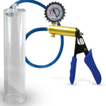 Ultima Brass Blue Silicone Grip, Silicone Hose | Penis Pump + Protected Gauge | 12" x 2.75"
