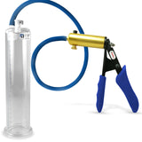 Ultima Brass Blue Silicone Grip, Silicone Hose | Penis Pump + 9" x 2.125" Cylinder