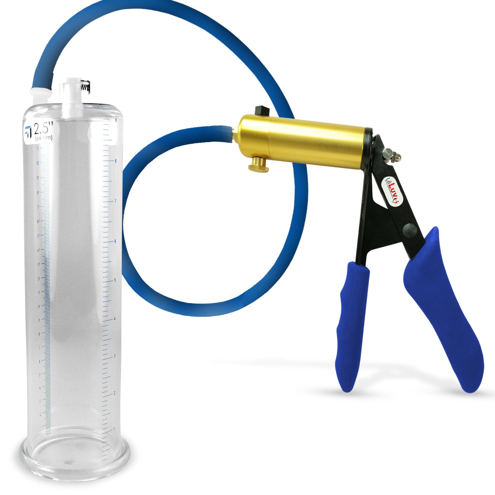Ultima Brass Blue Silicone Grip, Silicone Hose | Penis Pump + 9" x 2.50" Cylinder