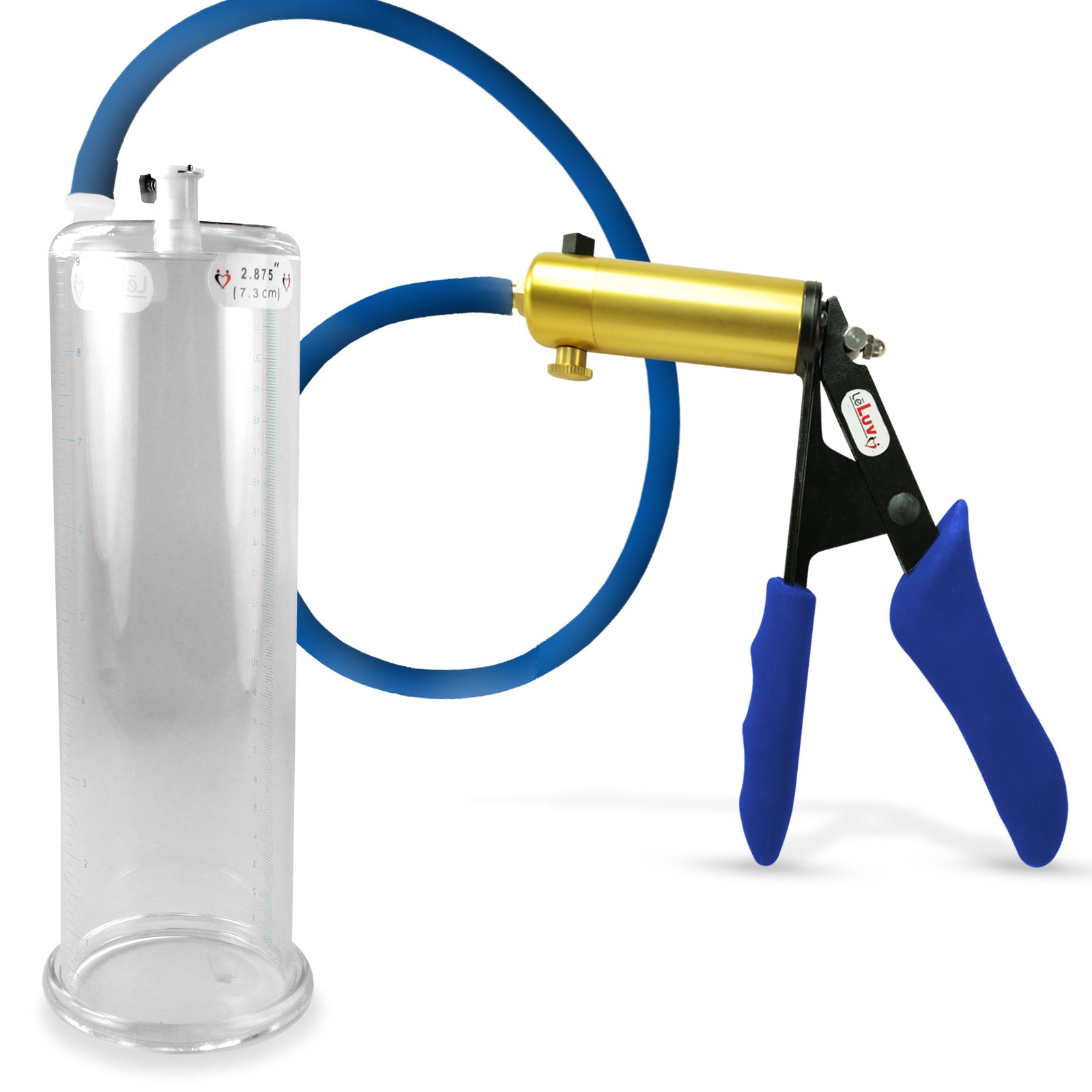 Ultima Brass Blue Silicone Grip, Silicone Hose | Penis Pump + 9" x 2.875" Cylinder