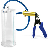 Ultima Brass Blue Silicone Grip, Silicone Hose | Penis Pump + 9" x 3.50" Cylinder