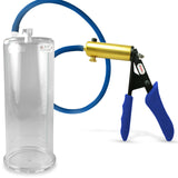 Ultima Brass Blue Silicone Grip, Silicone Hose | Penis Pump + 9" x 3.70" Cylinder