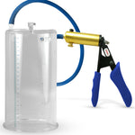 Ultima Brass Blue Silicone Grip, Silicone Hose | Penis Pump | 9" x 5.00" Cylinder
