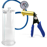 Ultima Brass Blue Silicone Grip, Silicone Hose | Penis Pump + Gauge | 9" x 3.25" Cylinder