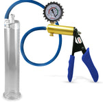 Ultima Brass Blue Silicone Grip, Silicone Hose | Penis Pump + Protected Gauge | 9" x 1.75"