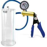 Ultima Brass Blue Silicone Grip, Silicone Hose | Penis Pump + Protected Gauge | 9" x 3.50"