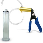 Ultima Brass Blue Silicone Grip, Clear Hose | Penis Pump + 9" Length x 1.75" WIDE Flange Cylinder