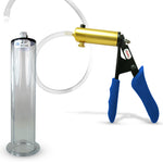 Ultima Brass Blue Silicone Grip, Clear Hose | Penis Pump + 9" Length x 2.00" WIDE Flange Cylinder