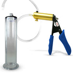 Ultima Brass Blue Silicone Grip, Clear Hose | Penis Pump + 9" Length x 2.125" WIDE Flange Cylinder