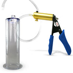 Ultima Brass Blue Silicone Grip, Clear Hose | Penis Pump + 9" Length x 2.50" WIDE Flange Cylinder
