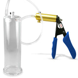 Ultima Brass Blue Silicone Grip, Clear Hose | Penis Pump + 9" x 2.875" Cylinder