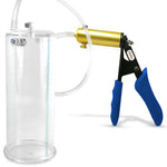 Ultima Brass Blue Silicone Grip, Clear Hose | Penis Pump + 9" x 3.50" Cylinder