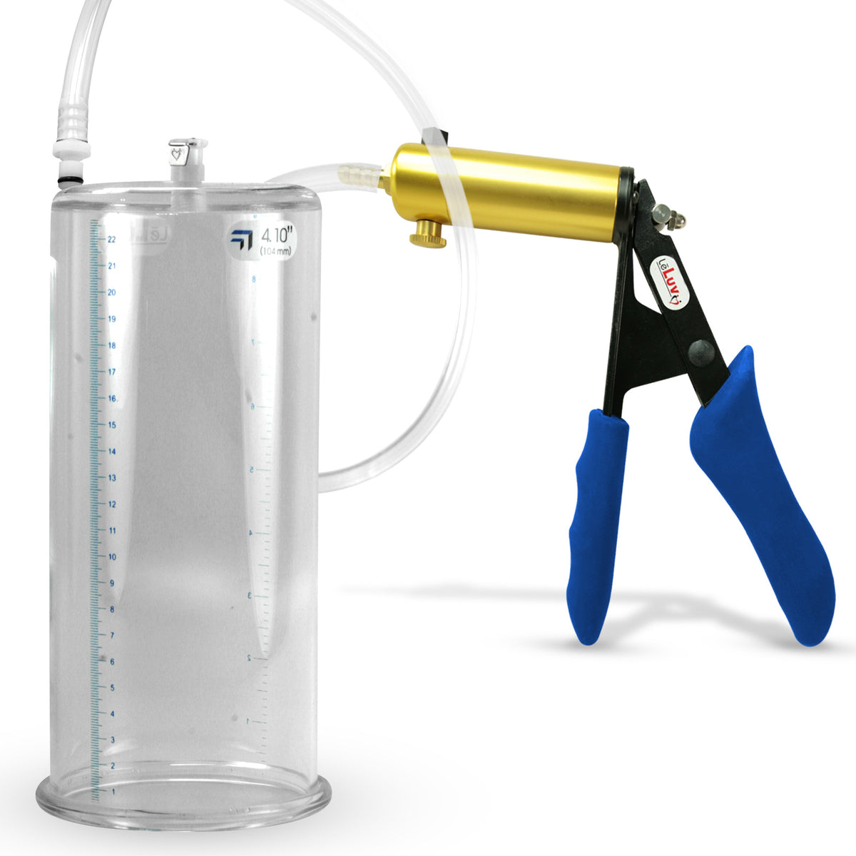 Ultima Brass Blue Silicone Grip, Clear Hose | Penis Pump | 9" x 4.10" Cylinder