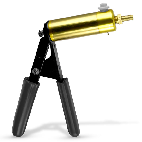 LeLuv® Ultima Penis Pump - Brass Handle with Purple Rubber Grip and Silicone Hose - Round Flange Cylinder