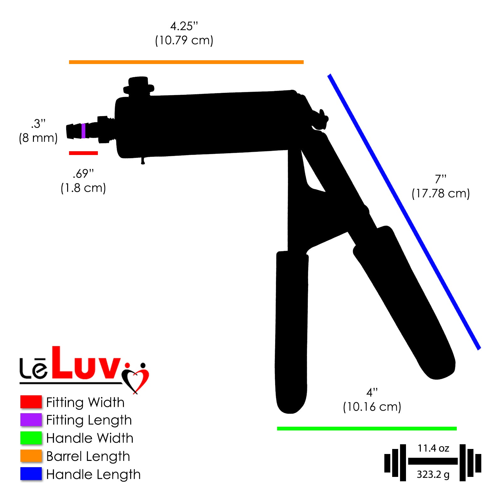 LeLuv Penis Pump - Ultima Silver Handle, Black Silicone Grips, Clear Hose - Wide Flange Cylinders