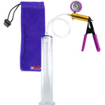 ULTIMA Purple Penis Pump Rubber Grips, Clear Hose with Gauge & Cover 12" Length - 1.75" Diameter Wide Flange Cylinder